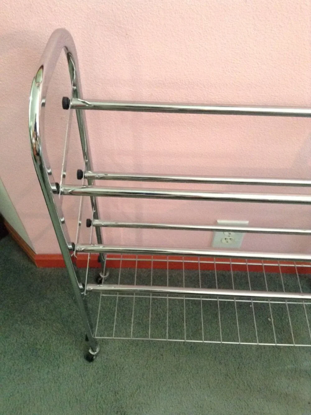 Whitmore Adjustable 4-Tier Rolling Shoe Rack, Chrome